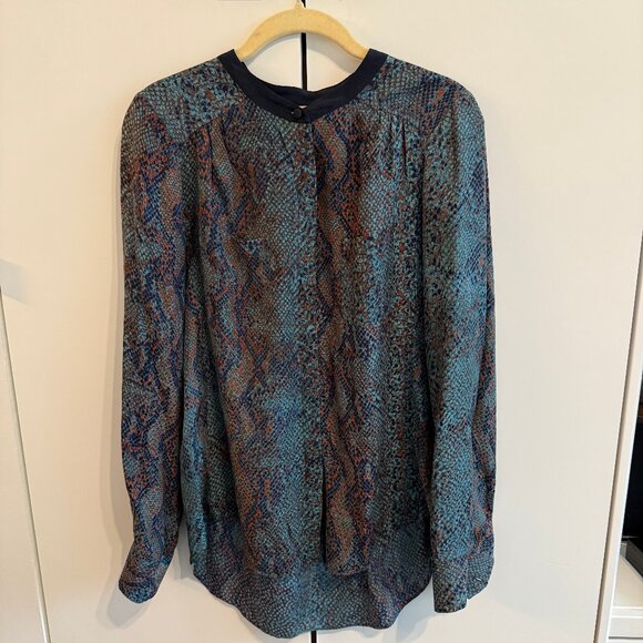 Rebecca Taylor Python Print Silk Button Down Top 8 - Picture 2 of 4